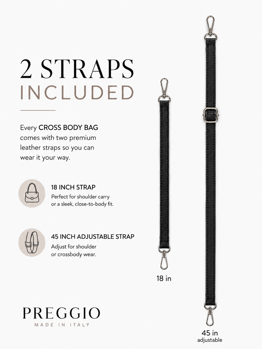 Preggio Cross-Body Black Leather Bag