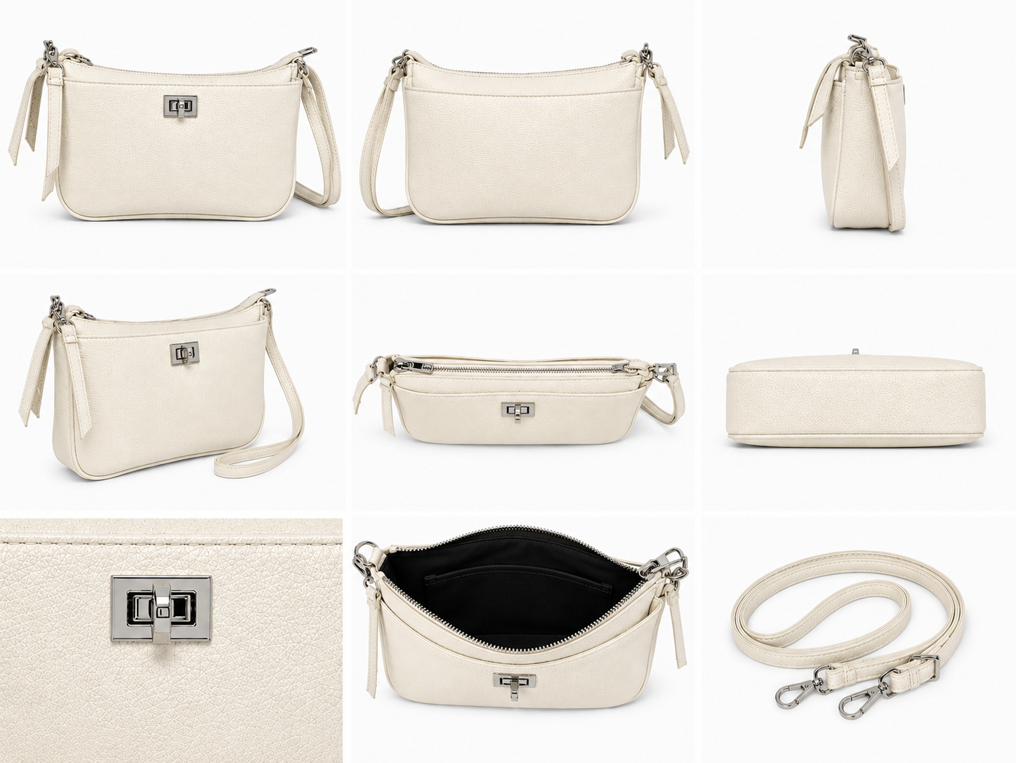 Preggio Cross-Body White Leather Bag