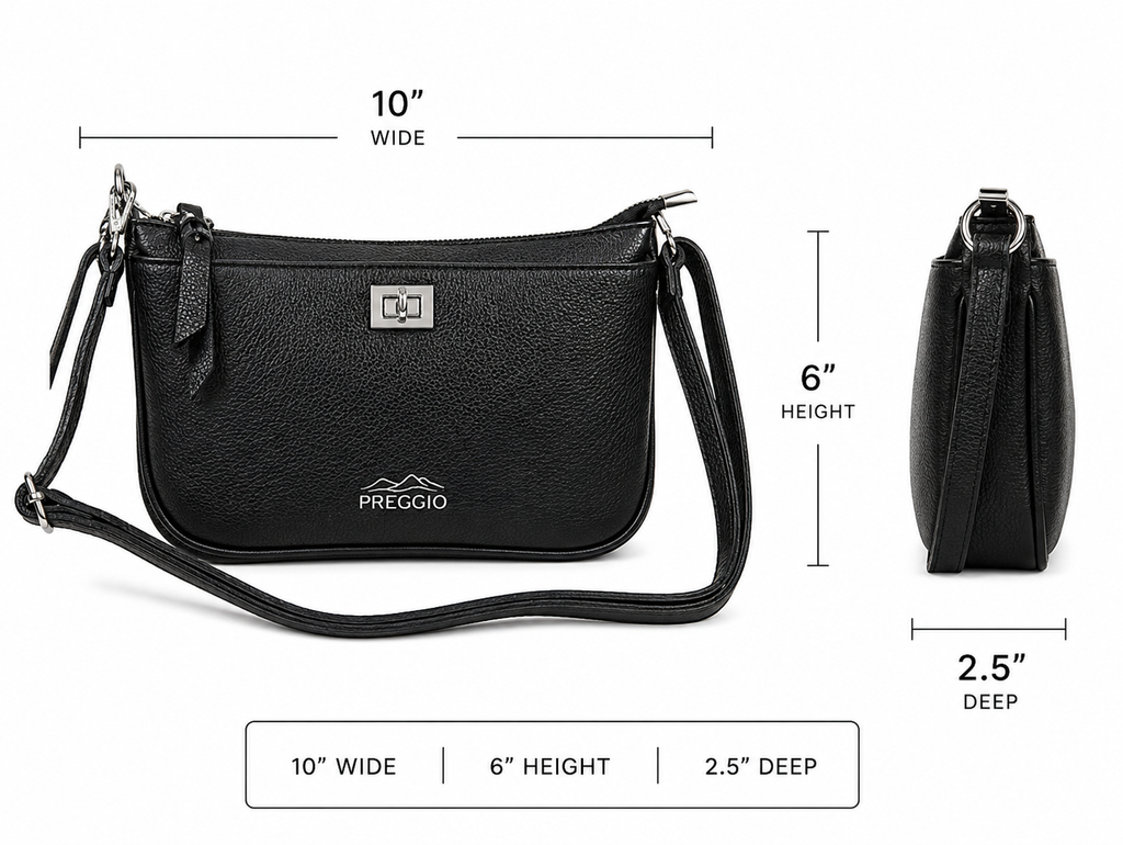 Preggio Cross-Body Black Leather Bag