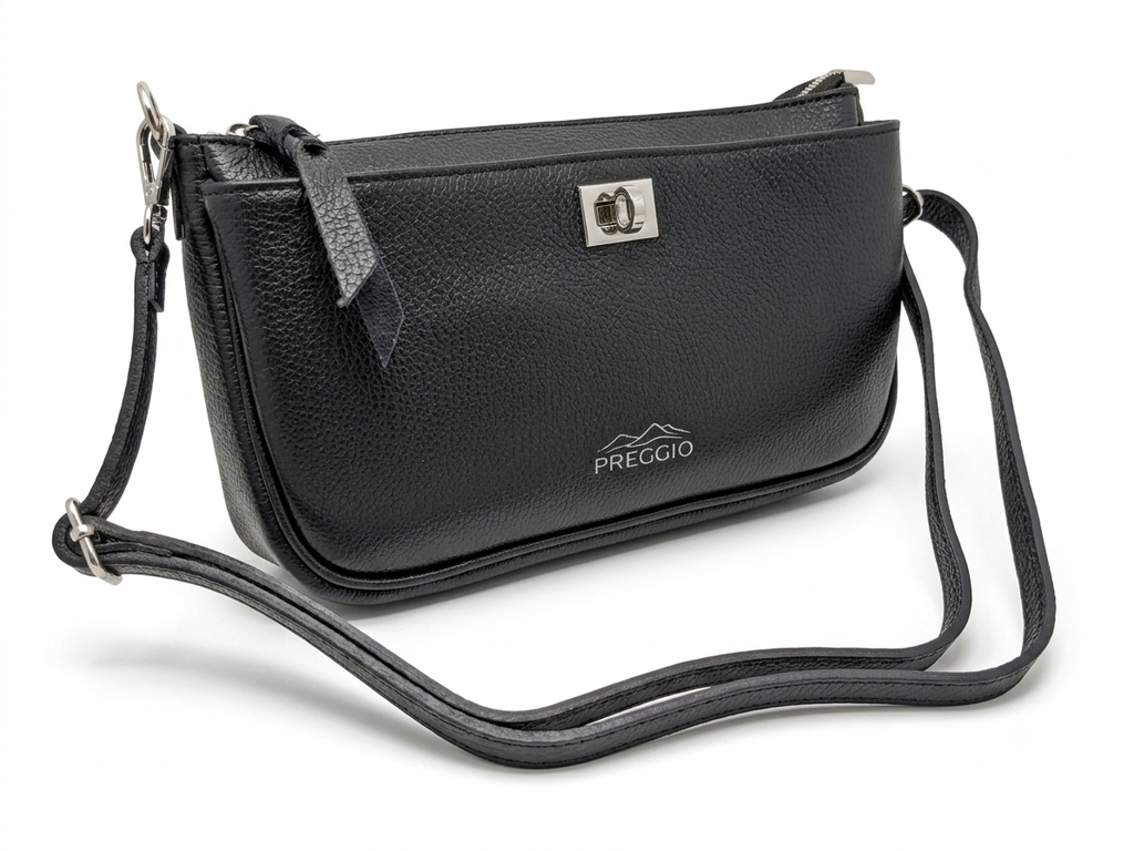 Preggio Cross-Body Black Leather Bag