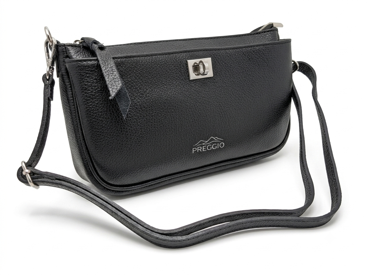 Preggio Cross-Body Black Leather Bag